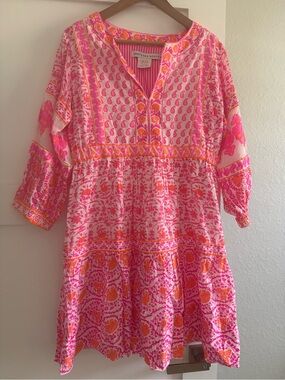Gretchen Scott Designs Pink & Orange Printed Cotton Tunic